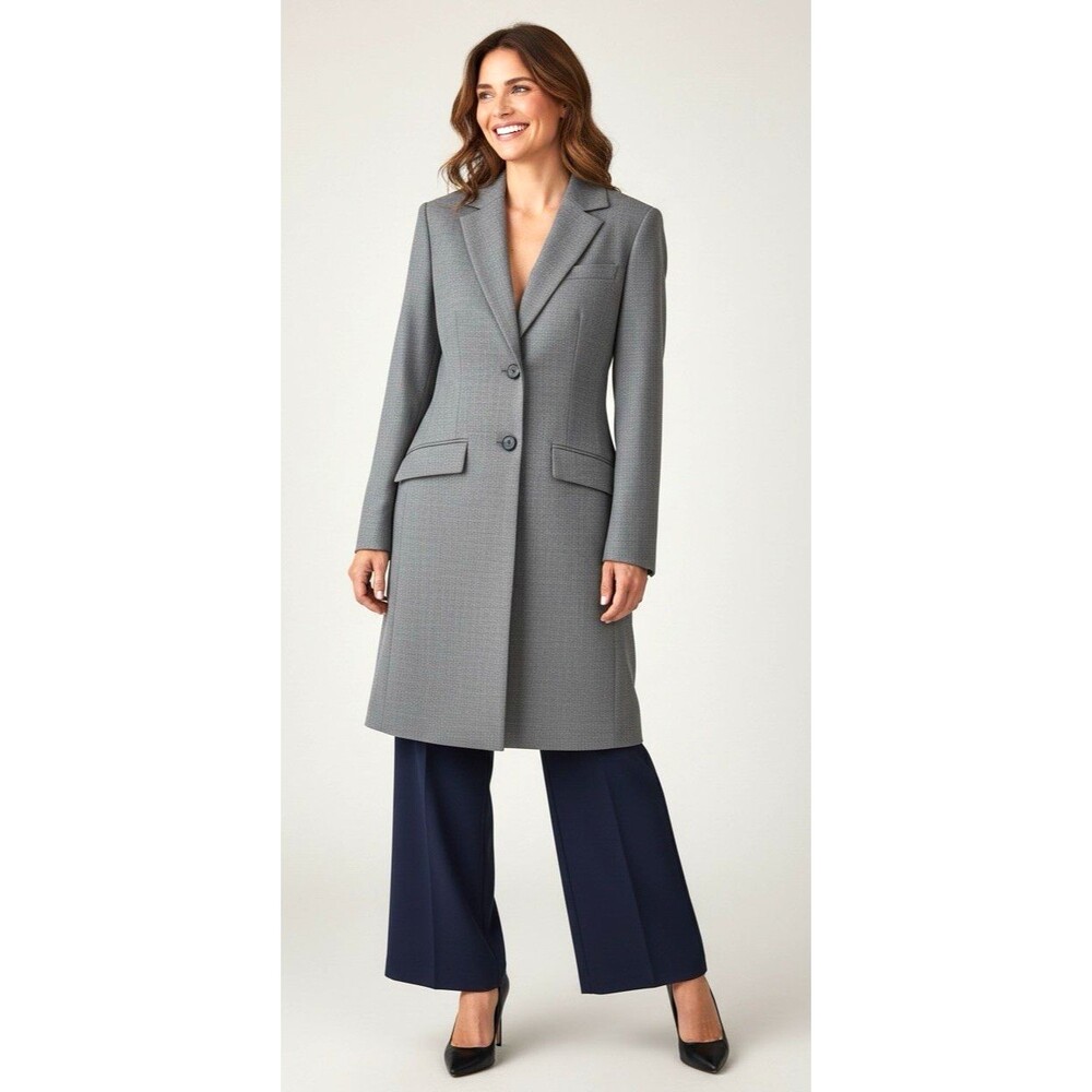 Classiques Entier NEW WOOL midi length notch gray blazer size 10 minimalist